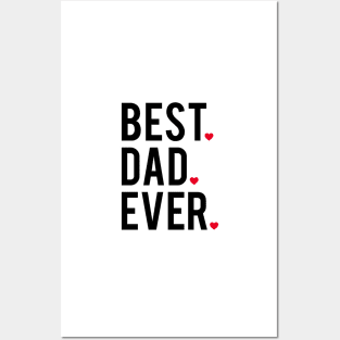 Best dad ever, word art, text design with red hearts Posters and Art